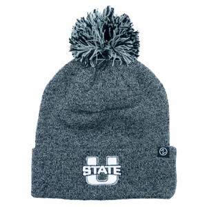 Heather Gray Cuffed Pom-pom Beanie